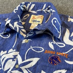 Alfred Shaheen Reyn Spooner Hawaiian Shirt Men's Small Blue Floral Short‎ Sleeve